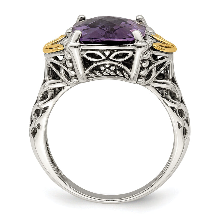 Sterling Silver Gold Amethyst Ring