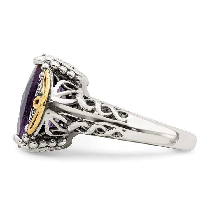 Sterling Silver Gold Amethyst Ring