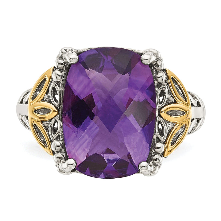 Sterling Silver Gold Amethyst Ring