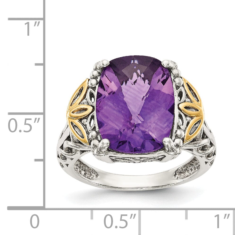 Sterling Silver Gold Amethyst Ring