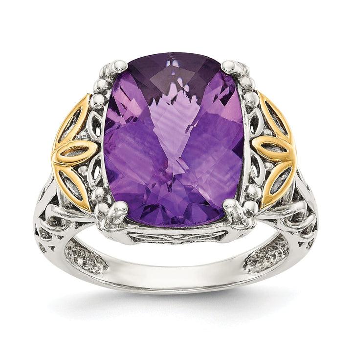 Sterling Silver Gold Amethyst Ring