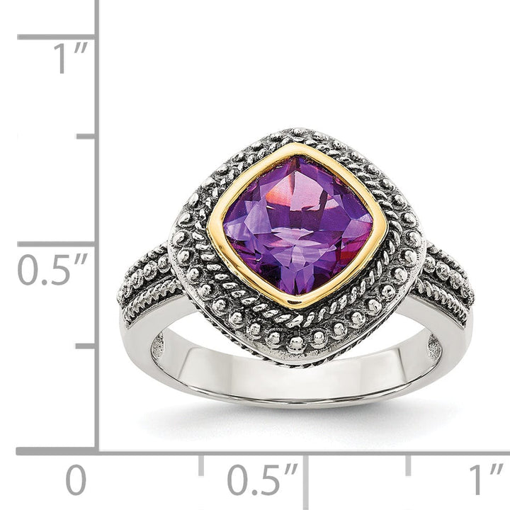 Sterling Silver Gold Amethyst Ring