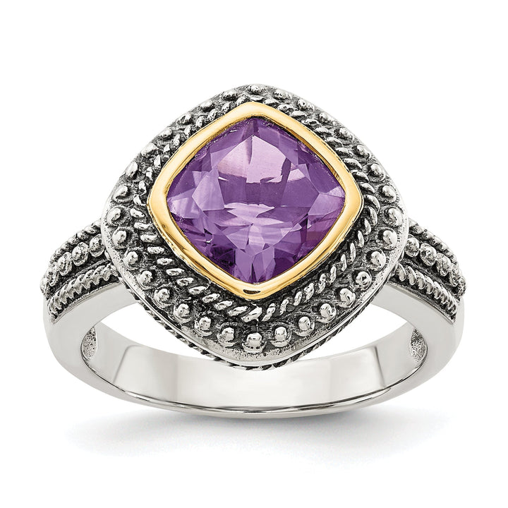 Sterling Silver Gold Amethyst Ring