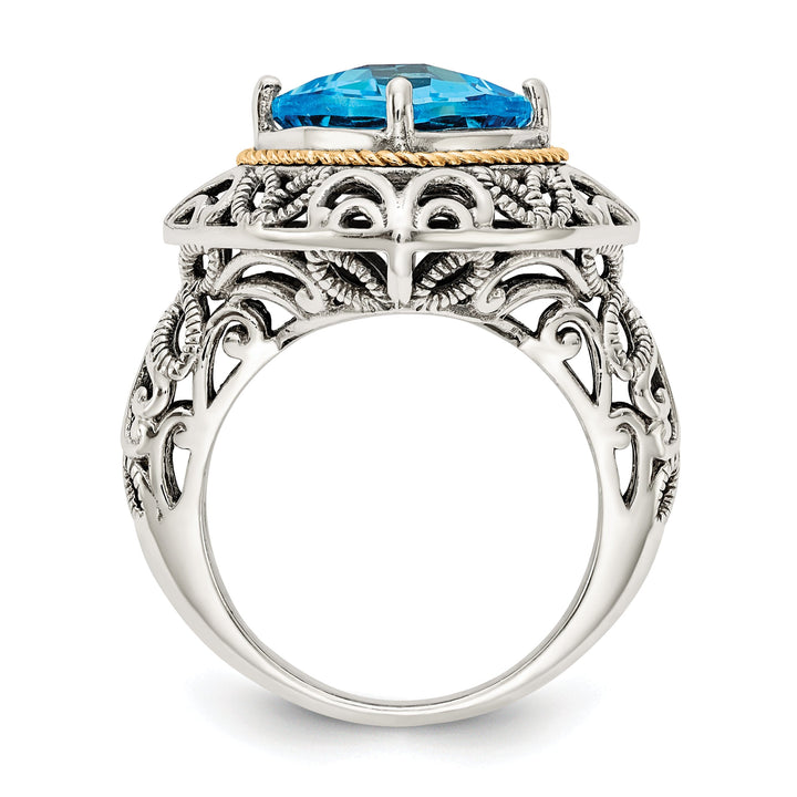 Sterling Silver Gold Blue Topaz Ring