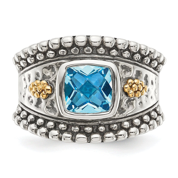 Sterling Silver Gold Blue Topaz Ring