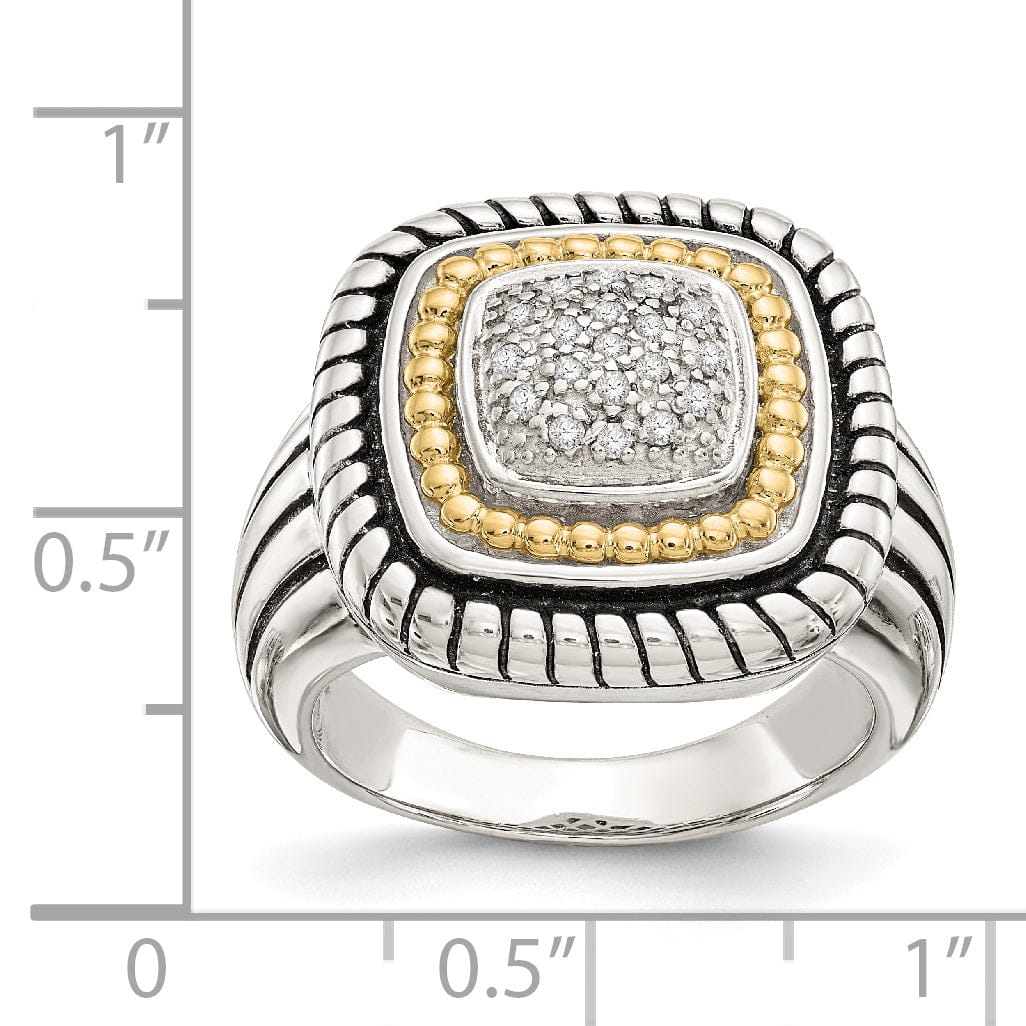 Sterling Silver Gold 1/10 Carat Diamond Ring