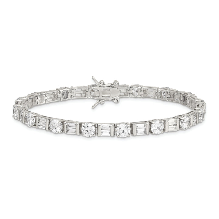 Silver Polished Cubic Zirconia Bracelet