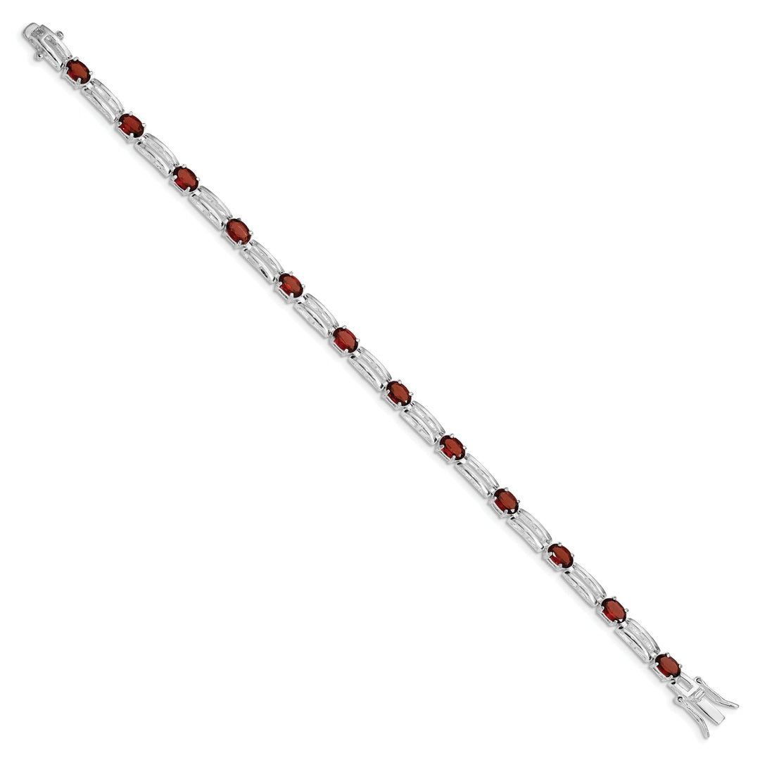 Sterling Silver Polish Finish Garnet Bracelet