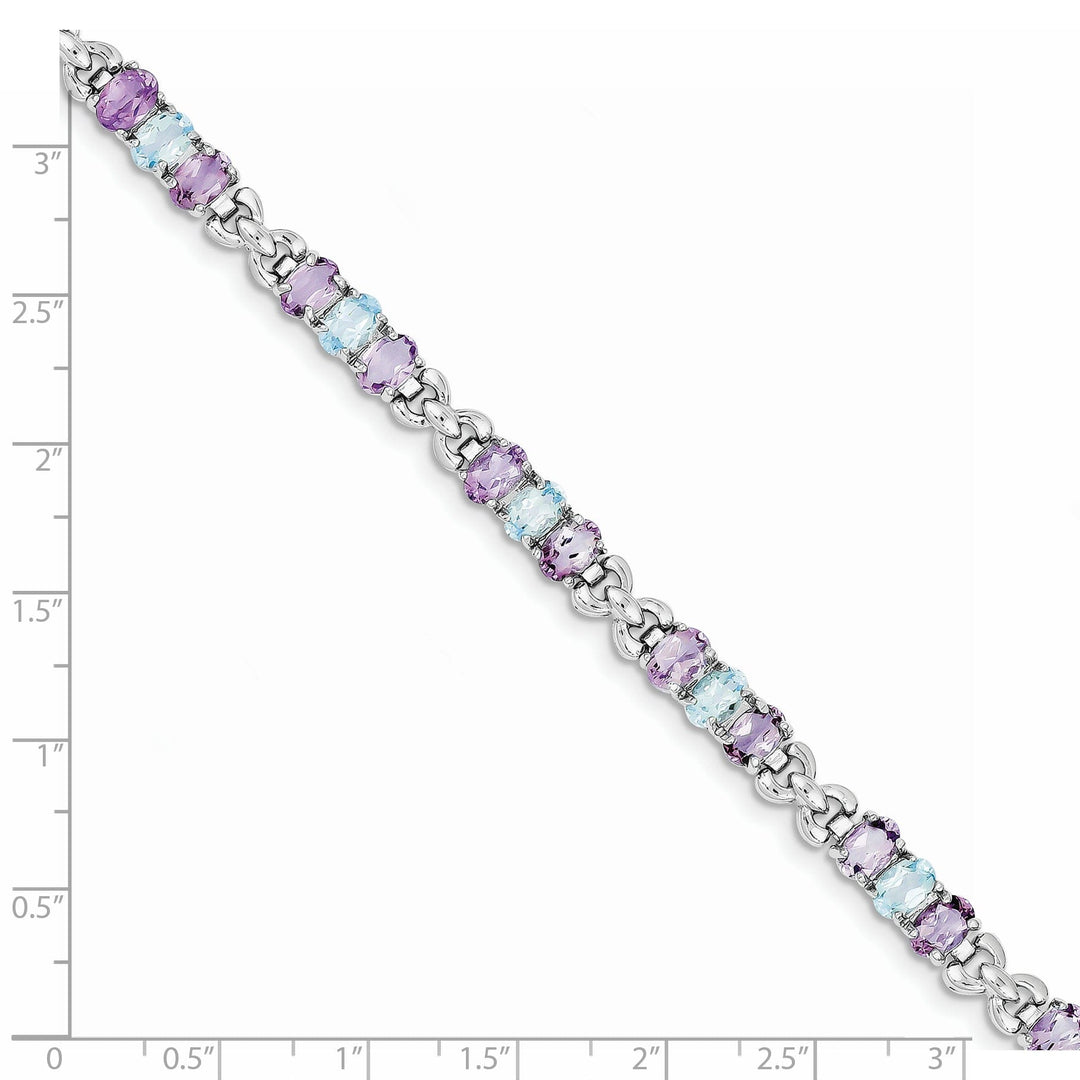 Silver Genuine Amethyst & Blue Topaz Bracelet