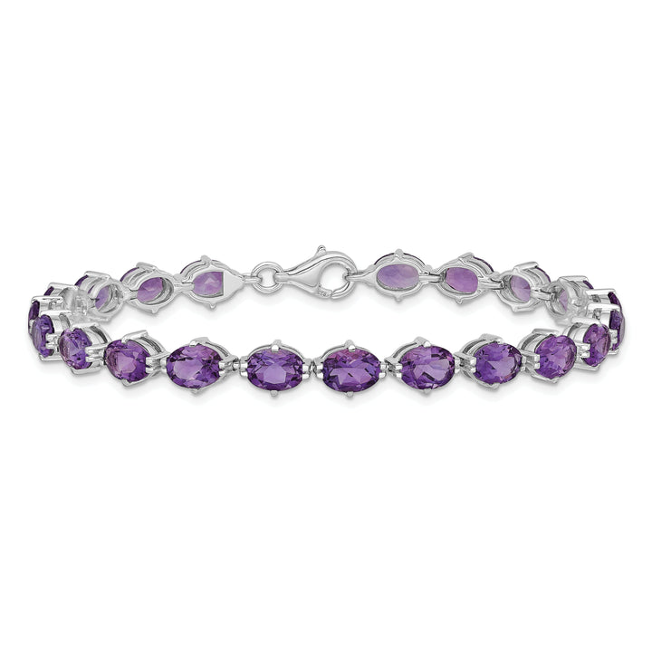 Silver Genuine Amethyst Gemstone Bracelet