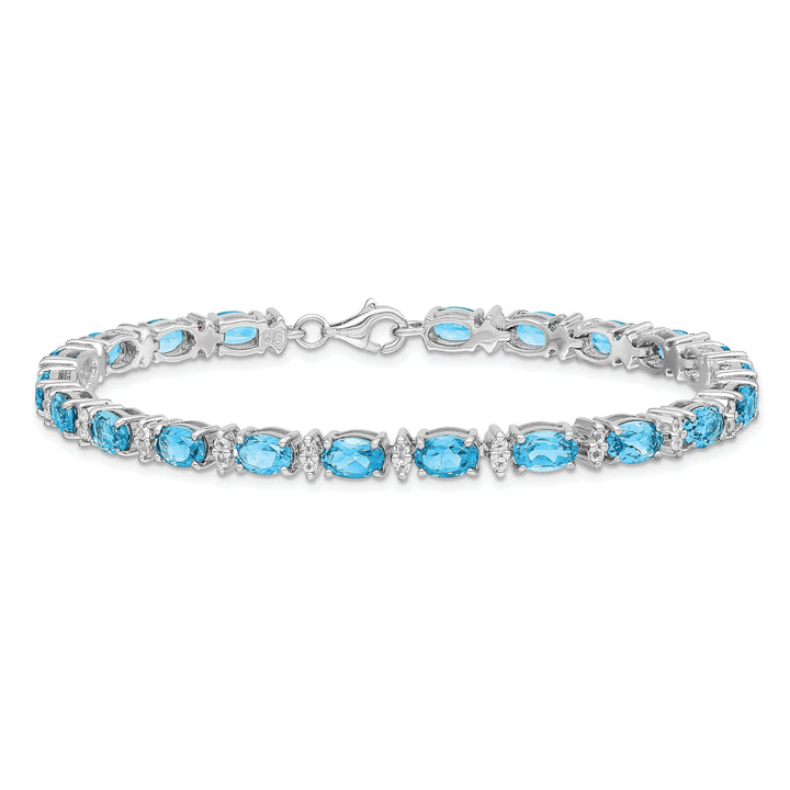 Silver Blue Topaz Gemstone White Topaz Bracelet