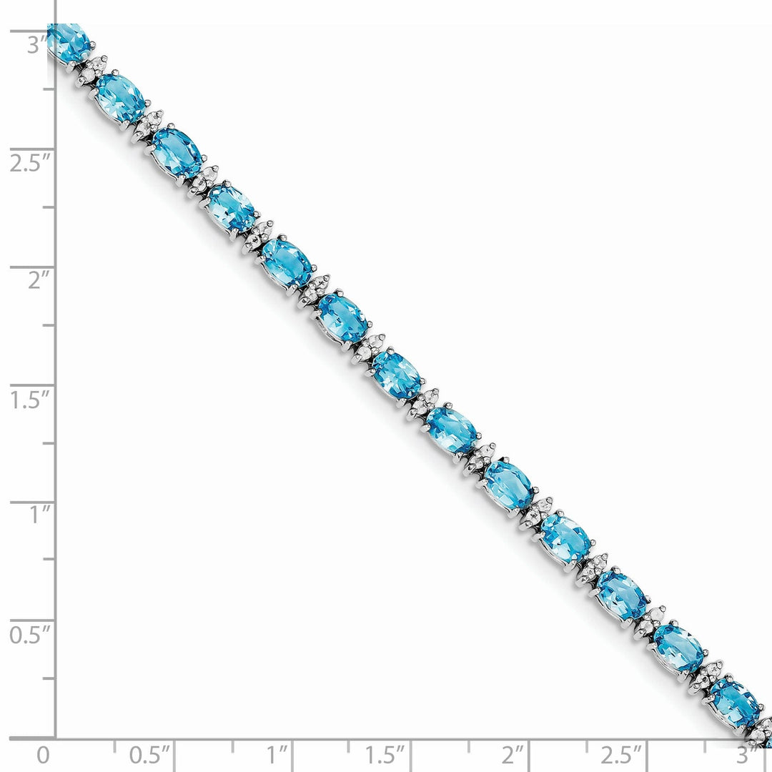 Silver Blue Topaz Gemstone White Topaz Bracelet