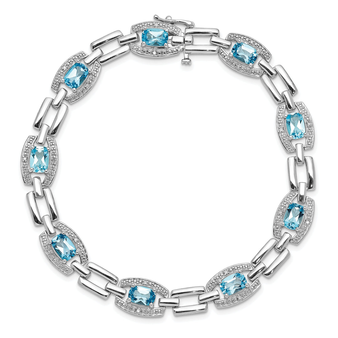 Silver Light Swiss Blue Topaz Gemstone Bracelet