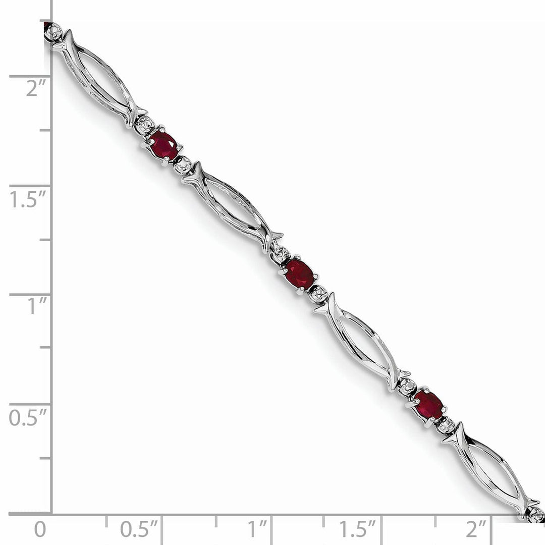 Silver Polished Finish Ruby Diamond Bracelet