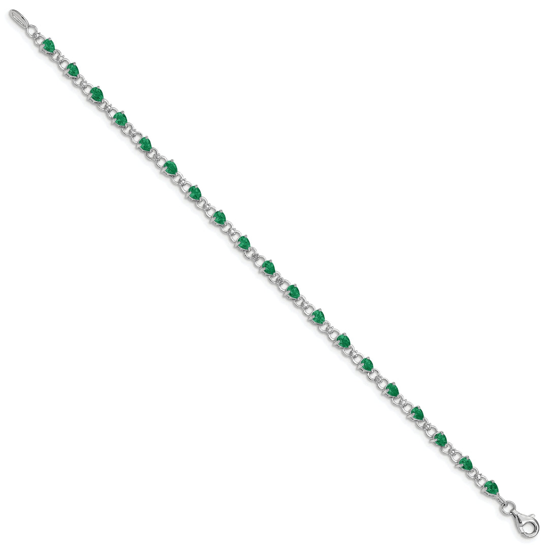 Sterling Silver Emerald Round Diamond Bracelet