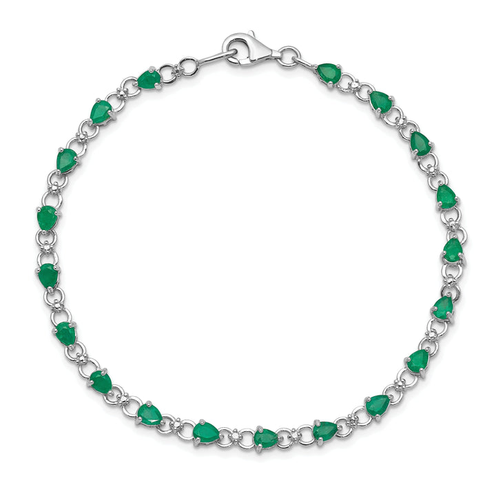 Sterling Silver Emerald Round Diamond Bracelet