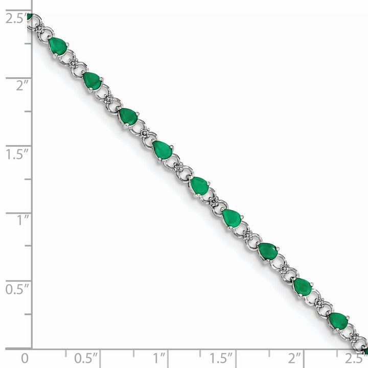 Sterling Silver Emerald Round Diamond Bracelet