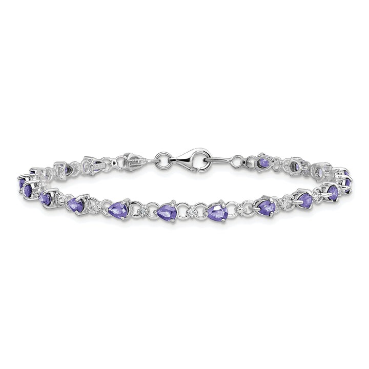 Silver Pear Cut Tanzanite Diamond Bracelet