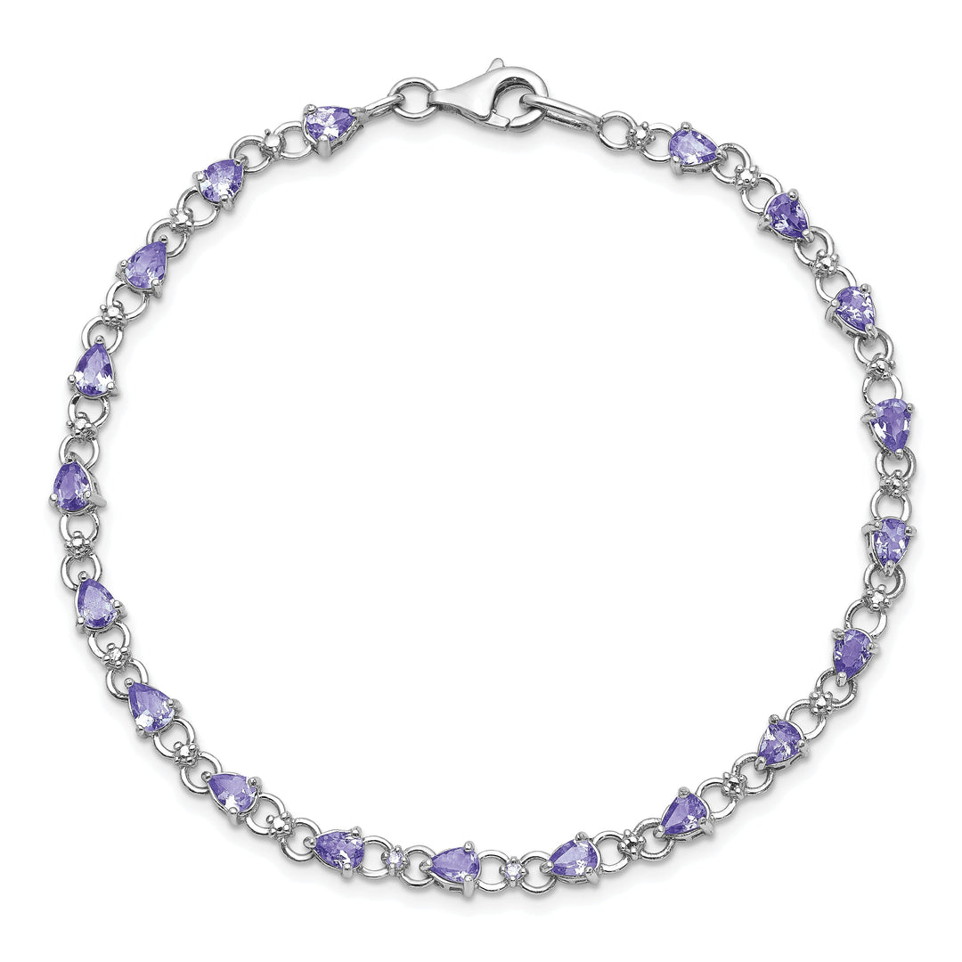 Silver Pear Cut Tanzanite Diamond Bracelet