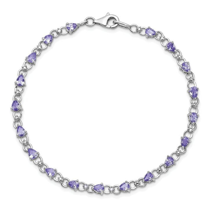 Silver Pear Cut Tanzanite Diamond Bracelet