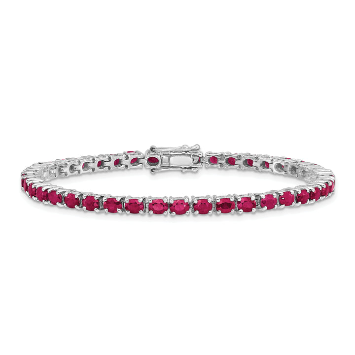 Sterling Silver Polished Oval Ruby Bracelet