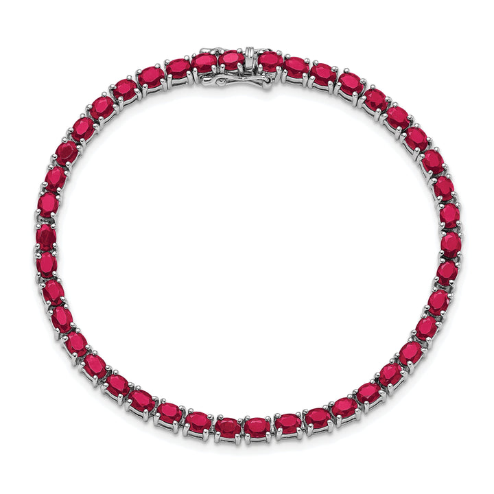 Sterling Silver Polished Oval Ruby Bracelet