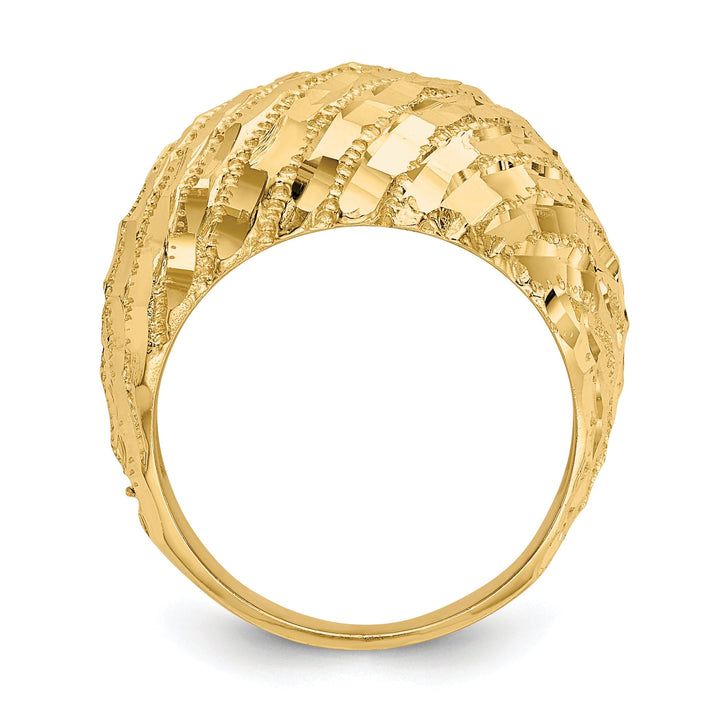 14k Yellow Gold Diamond Cut Dome Ring