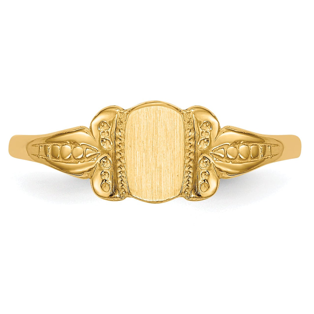 14k Yellow Gold Engraveable Signet Children Ring