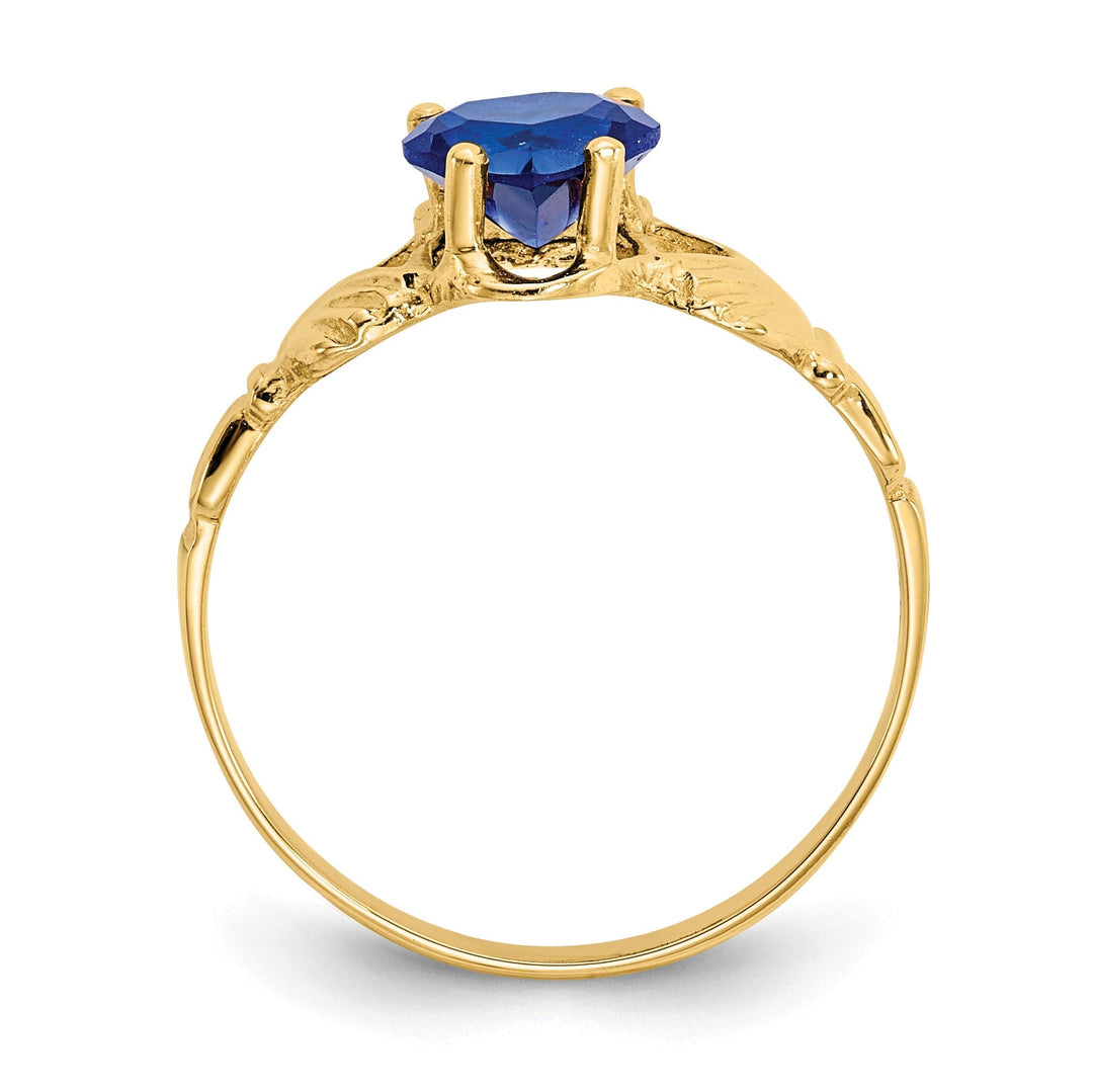 14k Yellow Gold September Birthstone Claddagh Ring