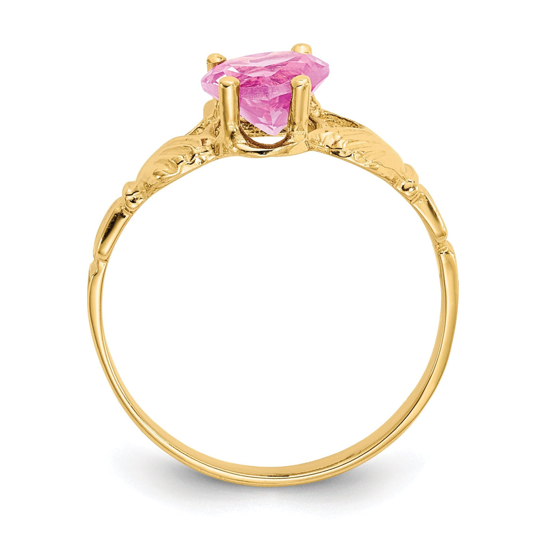 14k Yellow Gold October Birthstone Claddagh Ring