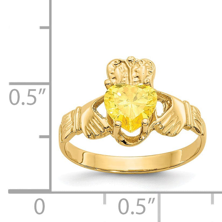 14k Yellow Gold November Birthstone Claddagh Ring