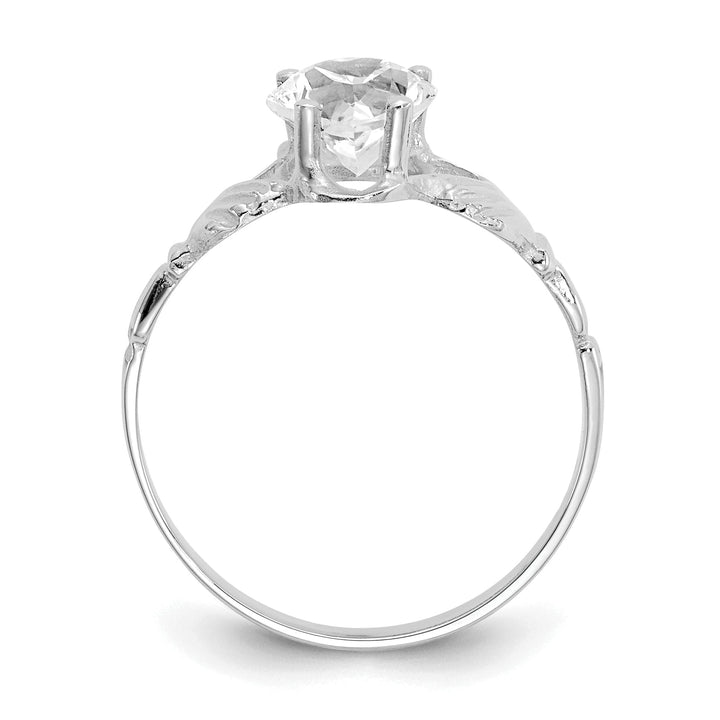 14k White Gold April Birthstone Claddagh Ring