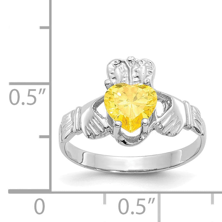 14k White Gold Birthstone Claddagh Ring