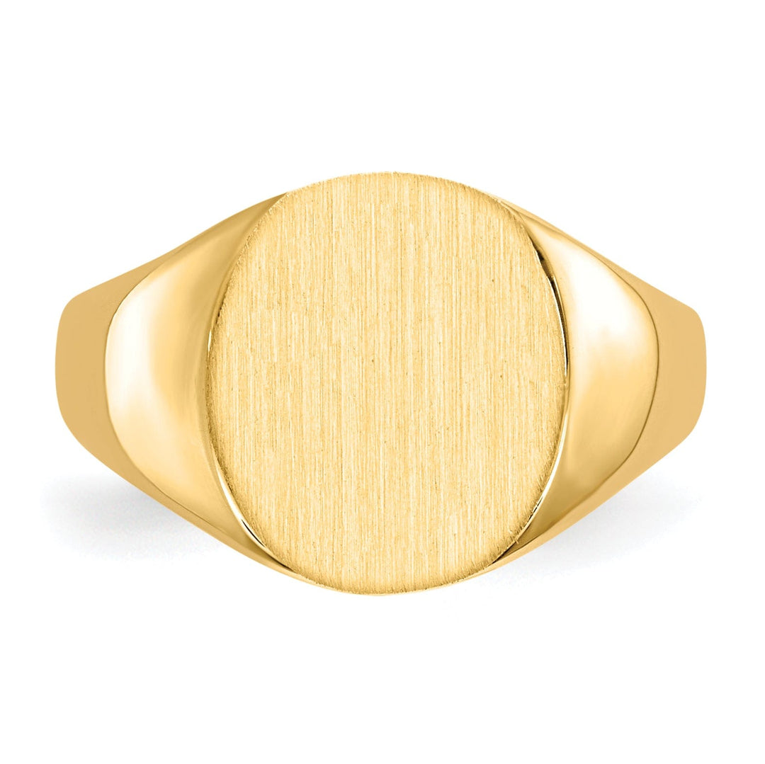 14k Yellow Gold Brushed Solid Polished Signet Ring