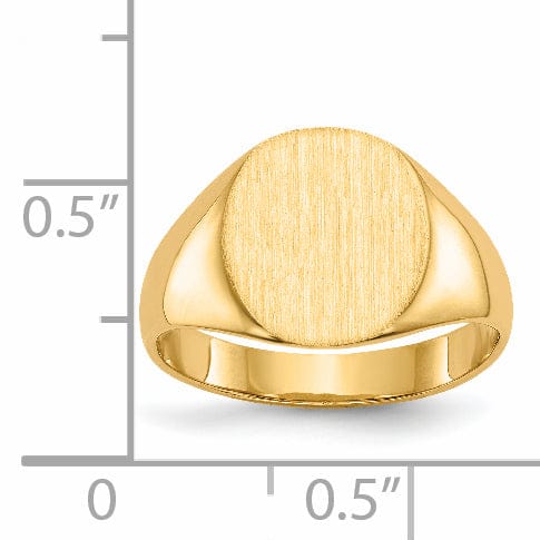 14k Yellow Gold Brushed Solid Polished Signet Ring