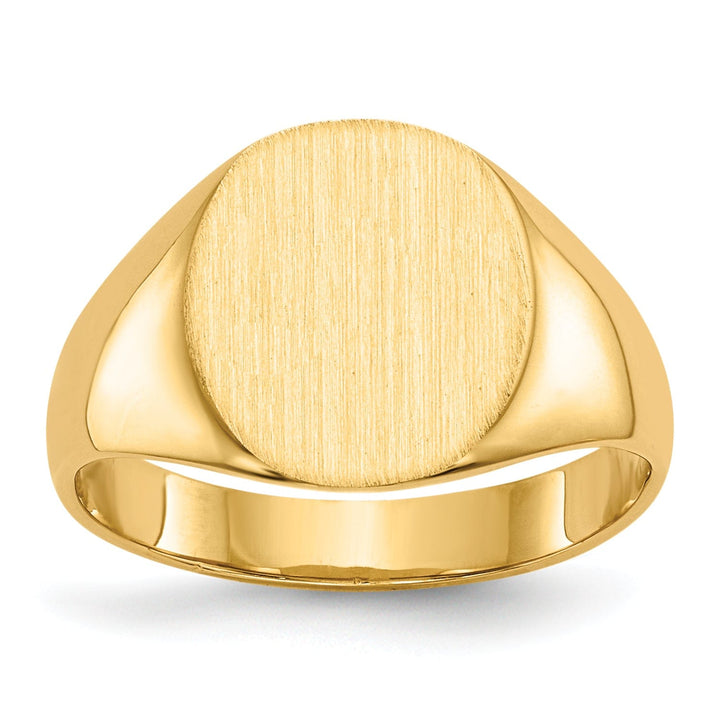 14k Yellow Gold Brushed Solid Polished Signet Ring