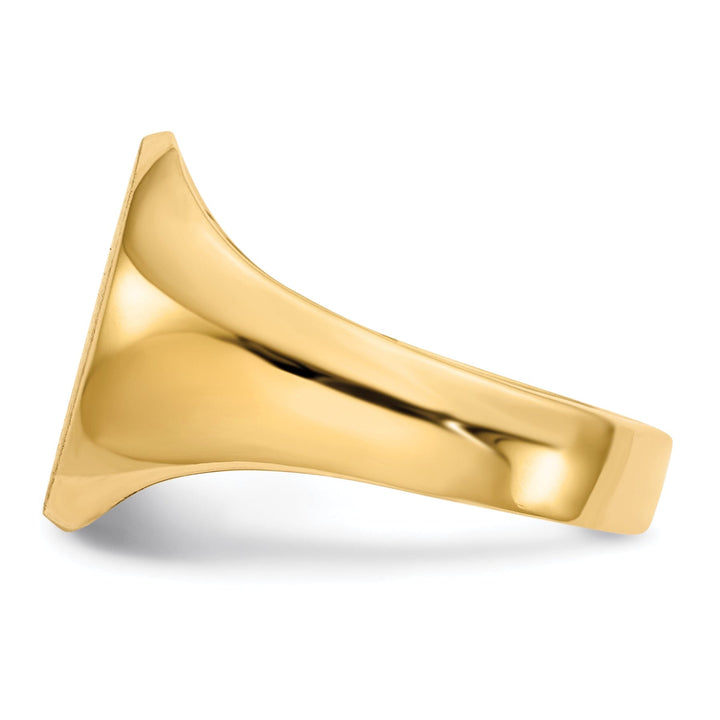 14k Yellow Gold Brushed Solid Polished Signet Ring