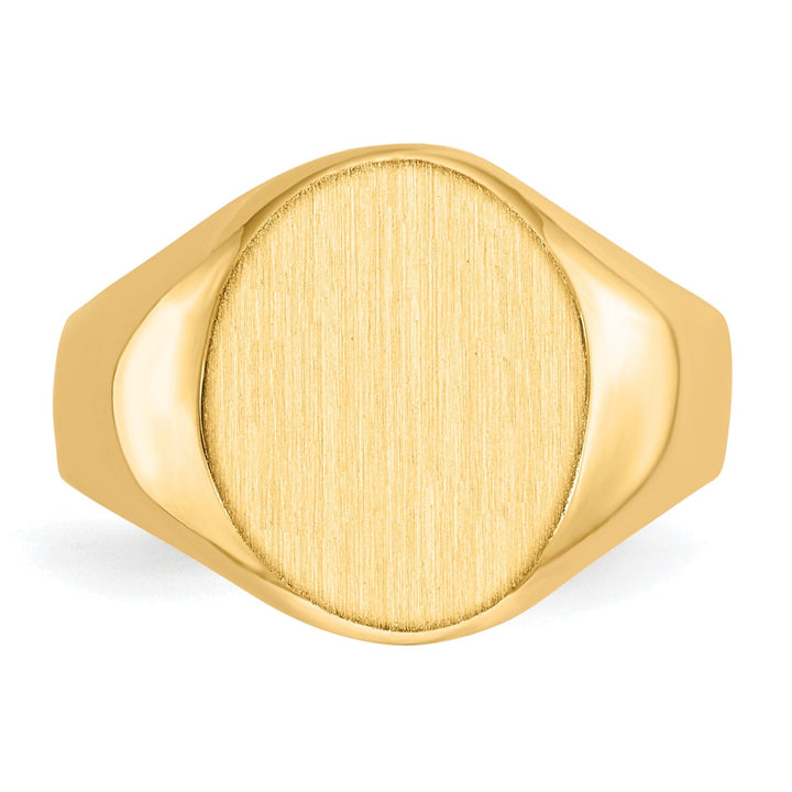 14k Yellow Gold Brushed Solid Polished Signet Ring