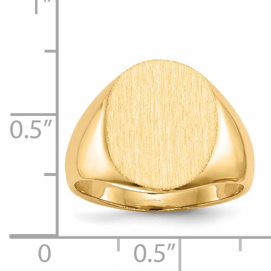 14k Yellow Gold Brushed Solid Polished Signet Ring