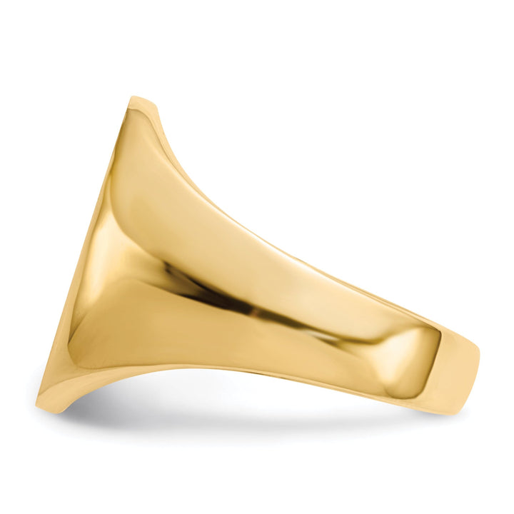 14k Yellow Gold Brushed Solid Polished Signet Ring