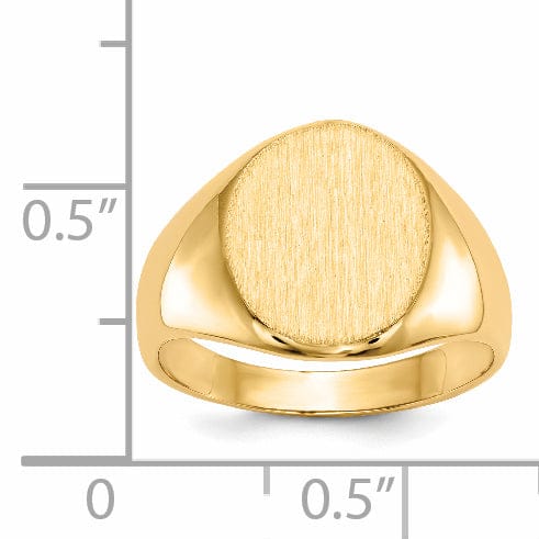 14k Yellow Gold Brushed Solid Polished Signet Ring