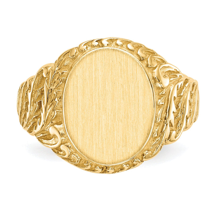 14k Yellow Gold Men's Solid Back Signet Ring