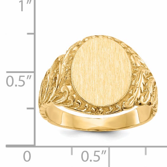 14k Yellow Gold Men's Solid Back Signet Ring