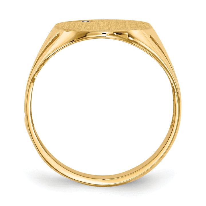 14k Yellow Gold Burnish Diamond Signet Ring