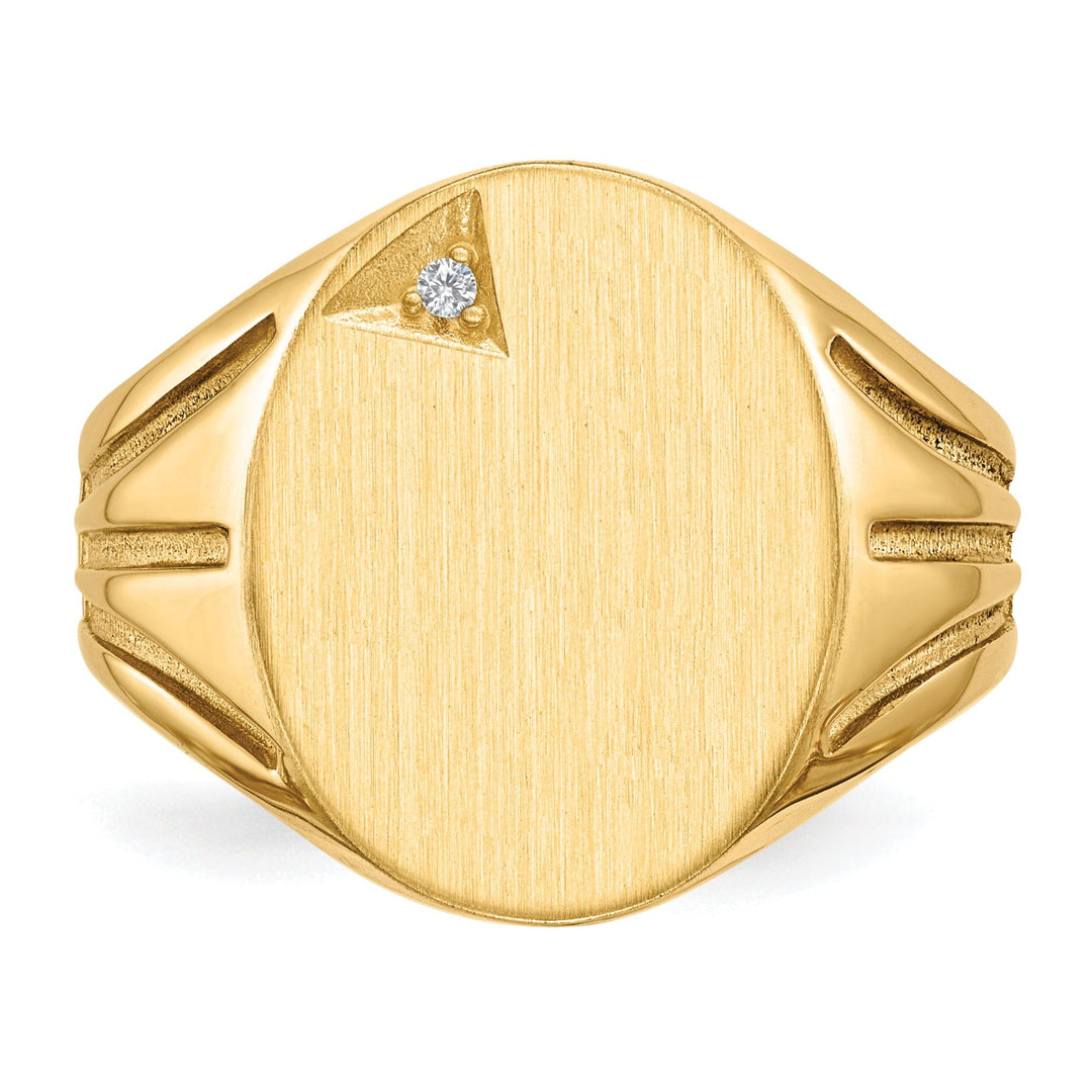 14k Yellow Gold Burnish Diamond Signet Ring