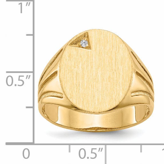 14k Yellow Gold Burnish Diamond Signet Ring