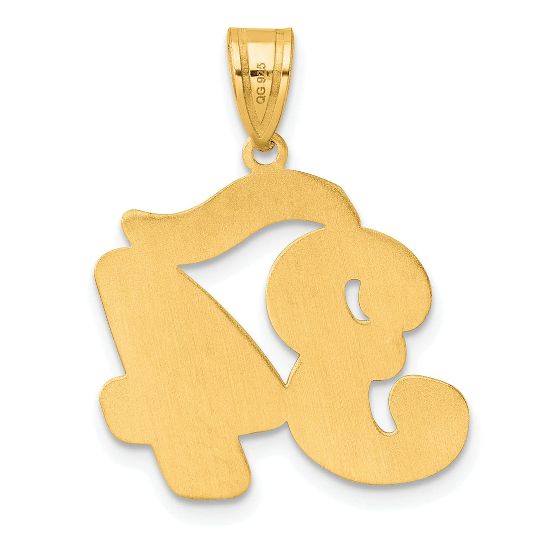 14k Yellow Gold Polished Finish Script Design Number 34 Charm Pendant