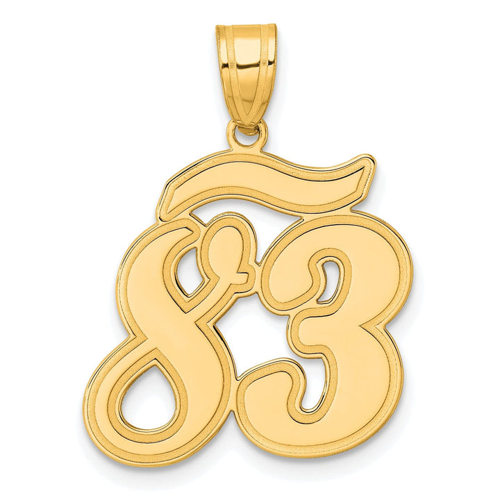 14k Yellow Gold Polished Finish Script Design Number 83 Charm Pendant