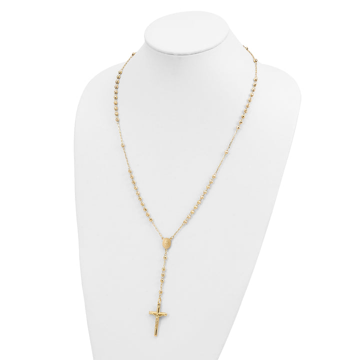 14k Yellow Gold 24 inch Beaded Rosary Necklace