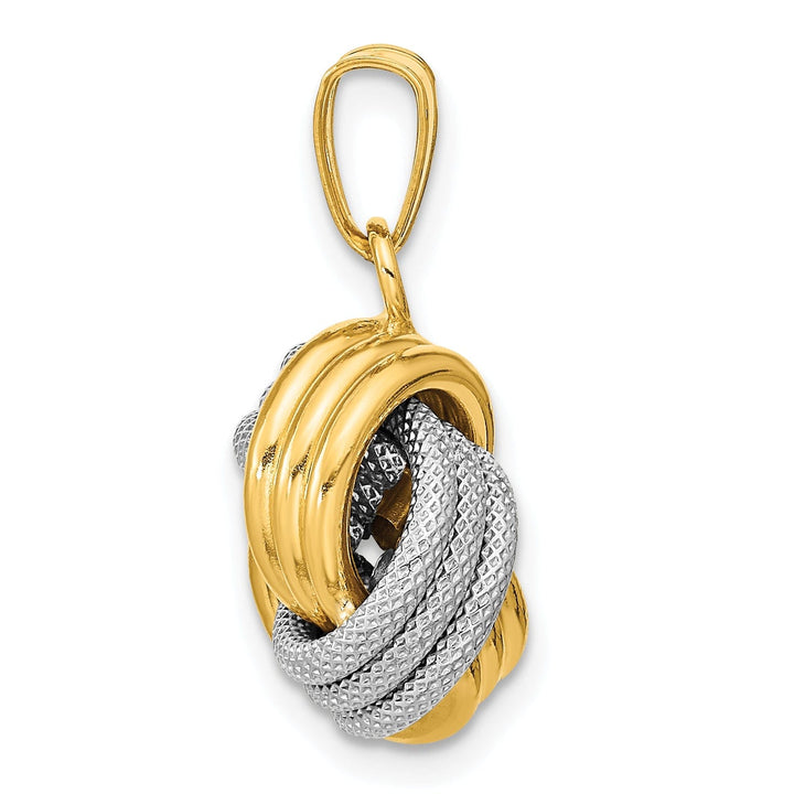 14k Two Tone Gold Polished Love Knot Pendant